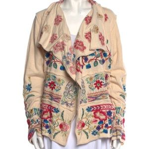 Johnny Was Biya Embroidered Boho Cardigan Jacket XL